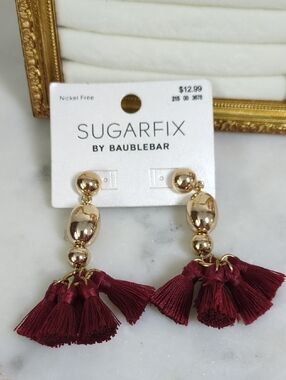 Sugarfix by BaubleBar burgundy tassel dangle earrings